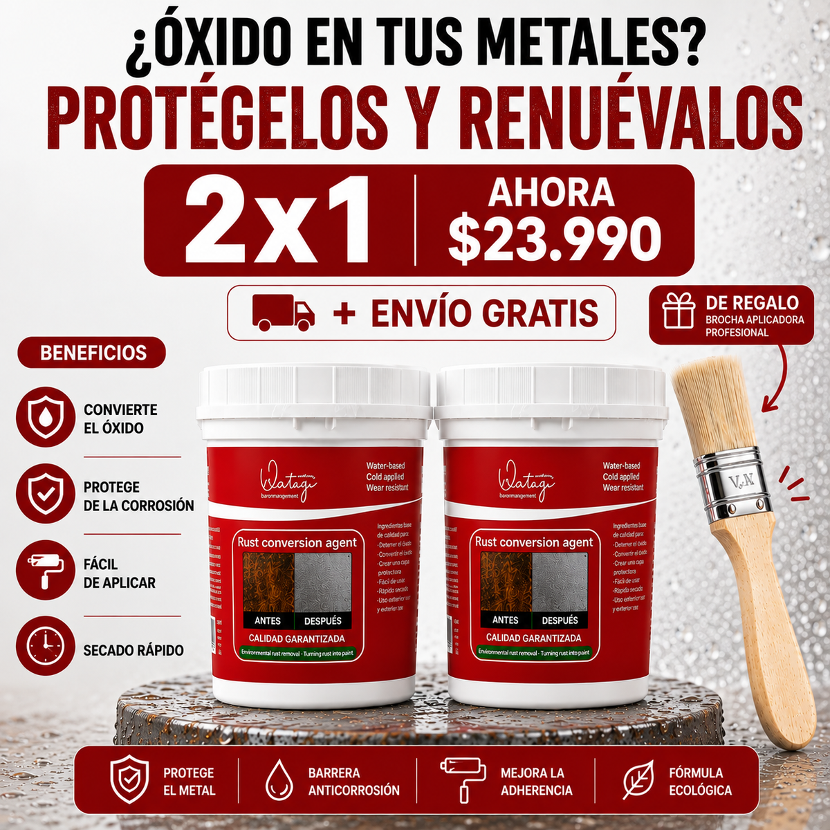 Renueva y Protege tus Metales del Óxido + Brochas GRATIS | 2x1