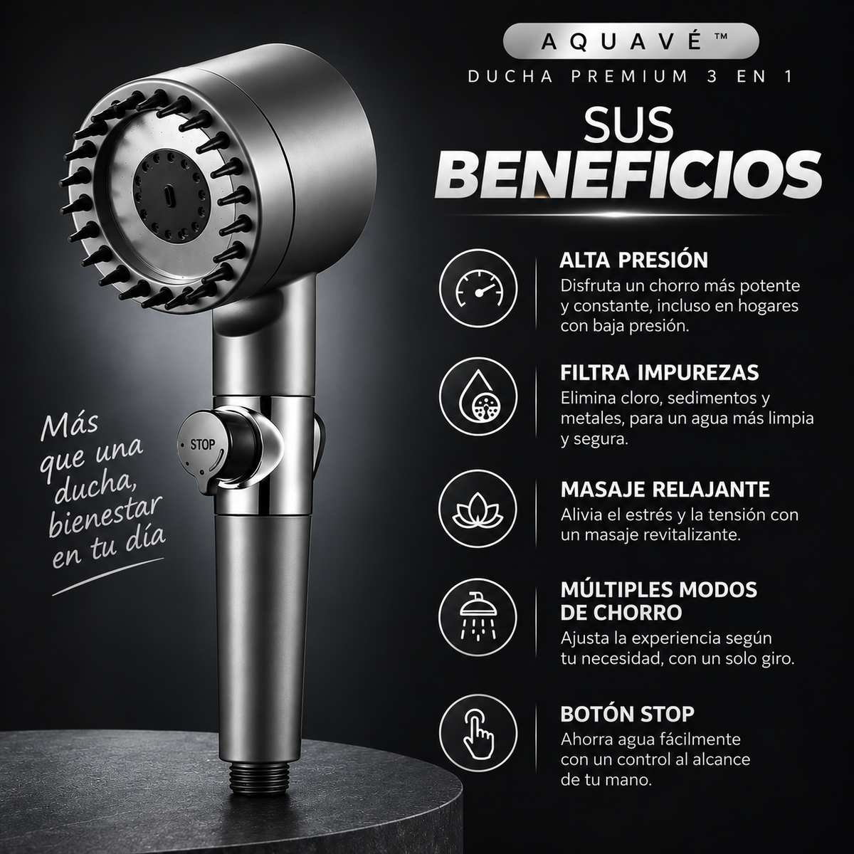 Más Presión, Filtración y Masaje en Tu Ducha | AQUAVÉ™